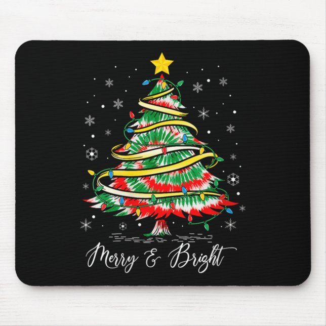 Tapis De Souris Womens Merry &amp; Bright Merry Christmas Tree Tie (Devant)