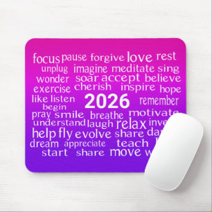 Tapis De Souris Word Cloud 2025 sur rose et violet