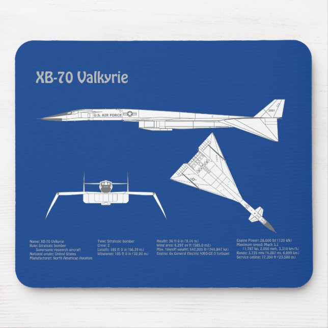 Tapis De Souris XB-70 Valkyrie - Plan de plan d'avion ABD (Devant)