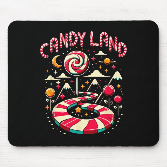 Tapis De Souris Xmas Candy Land Rainbow Trail Candy Cane Merry Chr (Devant)