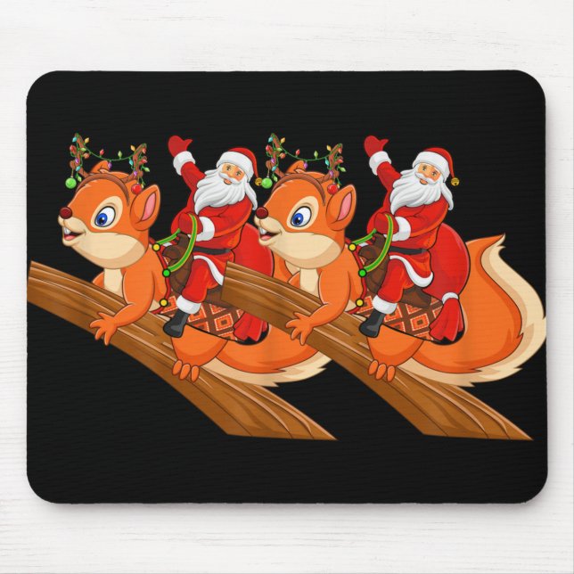 Tapis De Souris Xmas Family Matching Funny Santa Riding Squirrel C (Devant)