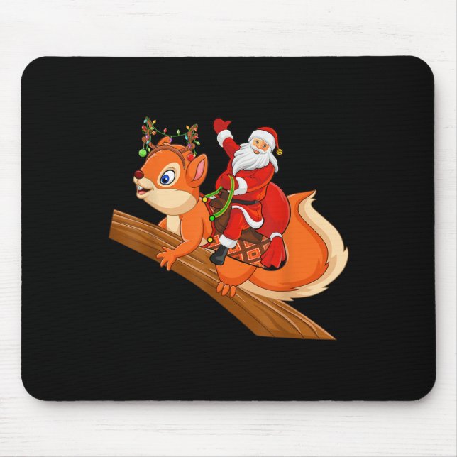 Tapis De Souris Xmas Family Matching Funny Santa Riding Squirrel C (Devant)