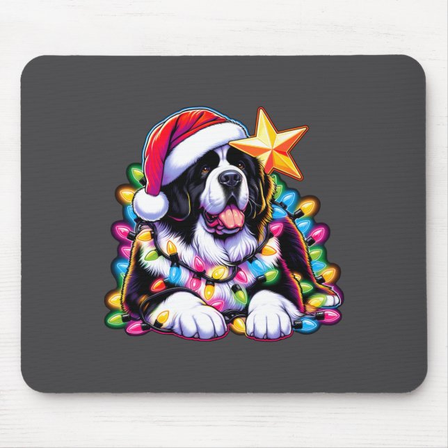 Tapis De Souris Xmas Landseer Newfoundland Dog Tangled Christmas L (Devant)