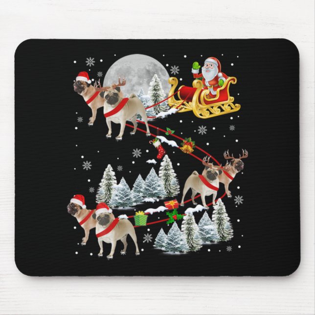 Tapis De Souris Xmas Pug Sledge Christmas Sledge Santa Dog  (Devant)