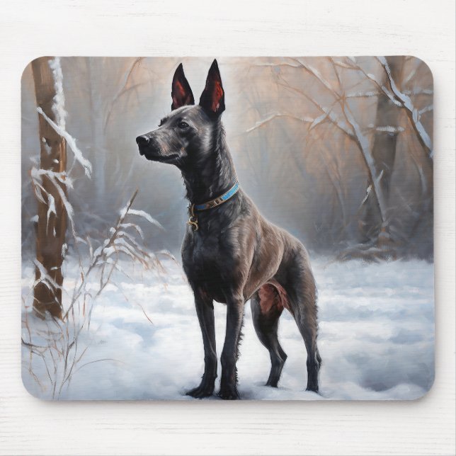 Tapis De Souris Xoloitzcuintli Laisser neiger Noël (Devant)