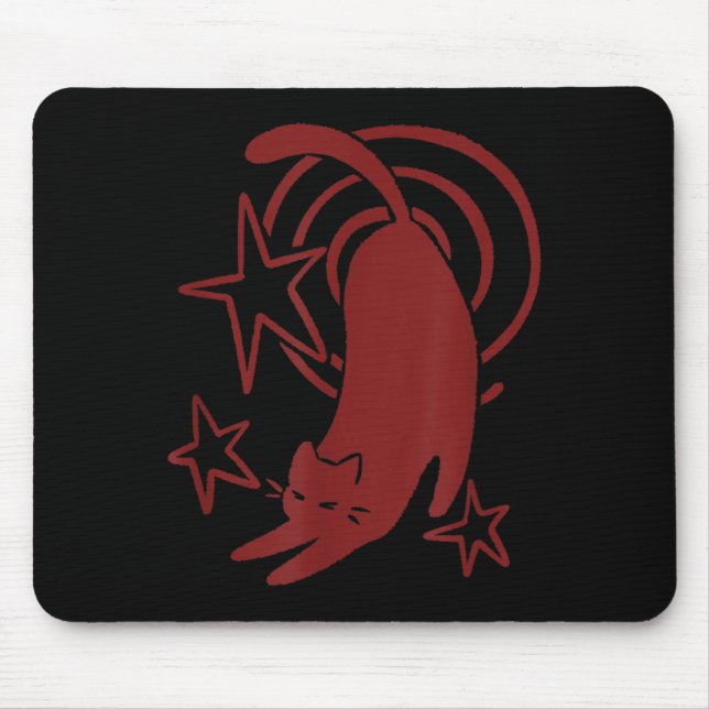 Tapis De Souris Y2K 90s Mignon Tomcat Endormi S'étirant Sous (Devant)