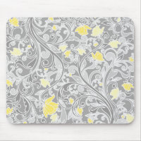 Yellow and Gray Swirly Floral