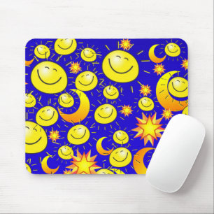 Tapis De Souris Yellow Sun Stars Moon Blue Mouse Pad! Mouse Pad