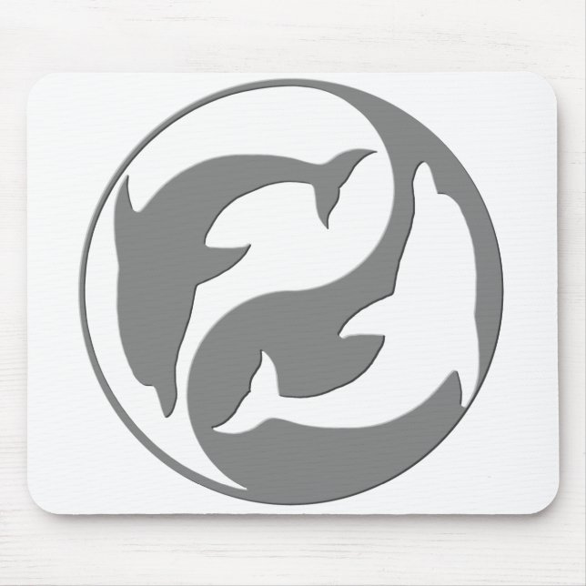 Tapis De Souris Yin gris et blanc Yang Dolphins Souris (Devant)