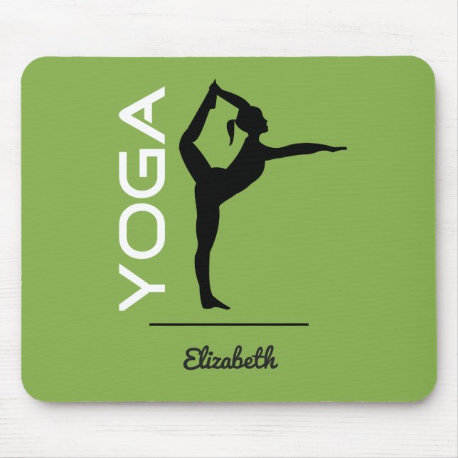 Tapis De Souris Yoga Pose Silhouette sur Vert Personnalisé (Devant)