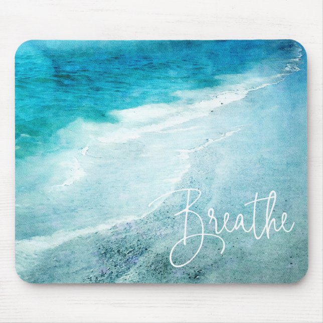 Tapis De Souris Yoga quota Breathe Beach Teal Blue Ocean (Devant)
