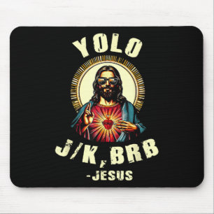 Tapis De Souris Yolo Jk Brb Jesus Drôle Pâques Jour Bible Vintage 
