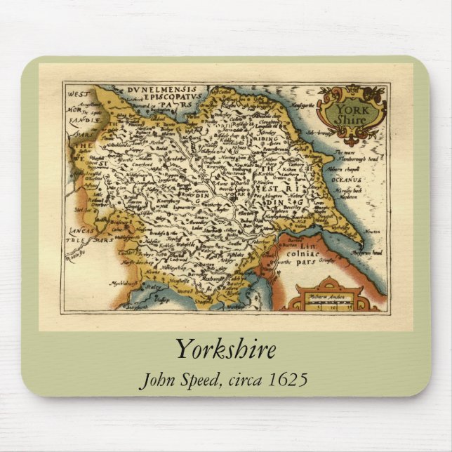 Tapis De Souris Yorkshire Comté Angleterre Ancien Atlas Antiquaire (Devant)