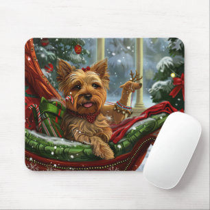 Tapis De Souris Yorkshire Terrier Chien Noël Festif