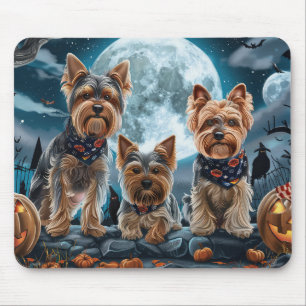 Tapis De Souris Yorkshire Terrier Halloween Éffrayant