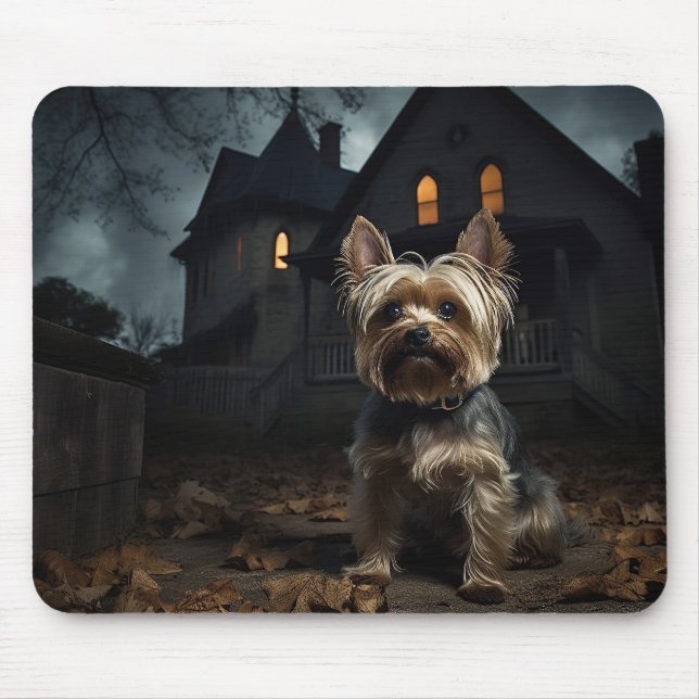 Tapis De Souris Yorkshire Terrier Halloween effrayant (Devant)
