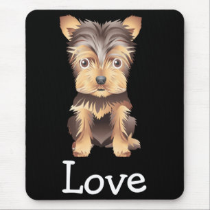 Tapis De Souris Yorkshire Terrier Puppy Dog Black Mouse Pouse