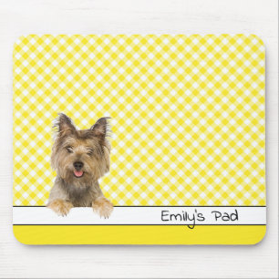 Tapis De Souris Yorkshire Terrier sur En vichy jaune