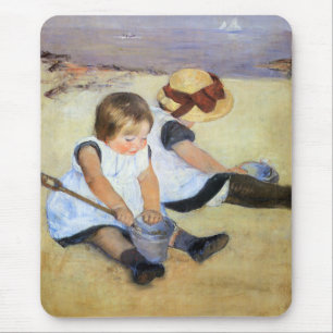 Tapis De Souris Young Children Playing on the Beach (Mary Cassatt)