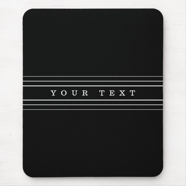 Tapis De Souris Your Custom Text & Modern Stripes | Black & White (Devant)