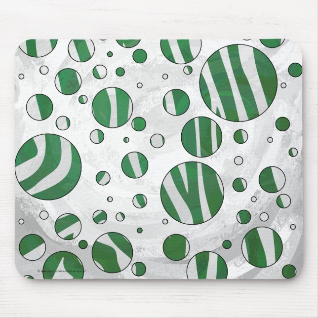 Tapis De Souris Zebra Green et White Polka Dot (Devant)
