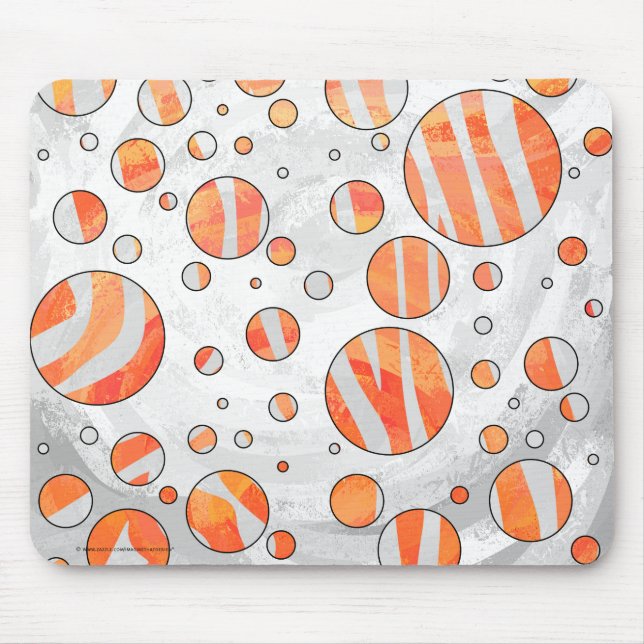 Tapis De Souris Zebra Orange et White Polka Dot (Devant)