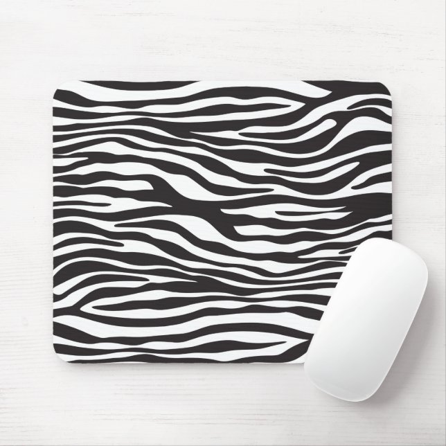 Tapis De Souris Zebra Print, Zebra Stripes, Noir Et Blanc (Avec souris)