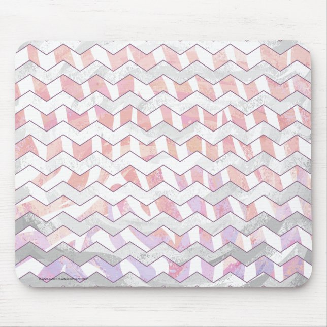 Tapis De Souris Zebra rose et blanc Chevron (Devant)