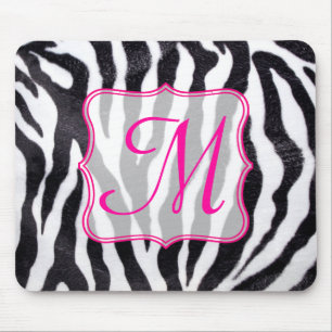 Tapis De Souris Zebra Stria Animal Monogramme initial Souris Pad
