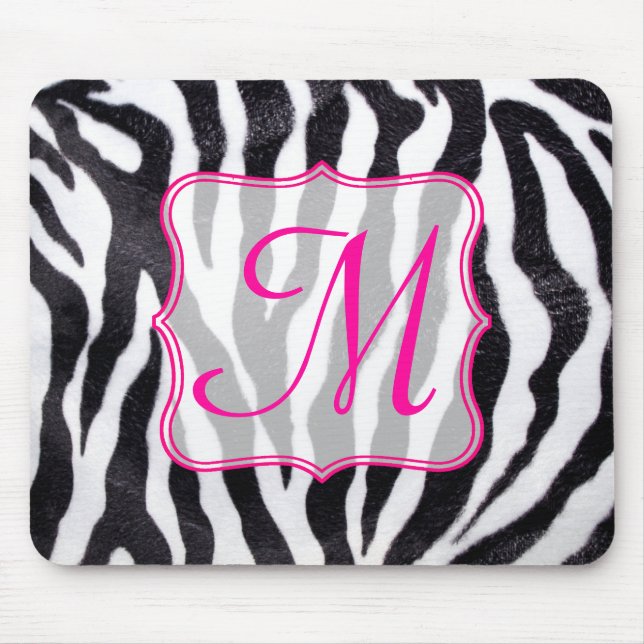 Tapis De Souris Zebra Stria Animal Monogramme initial Souris Pad (Devant)
