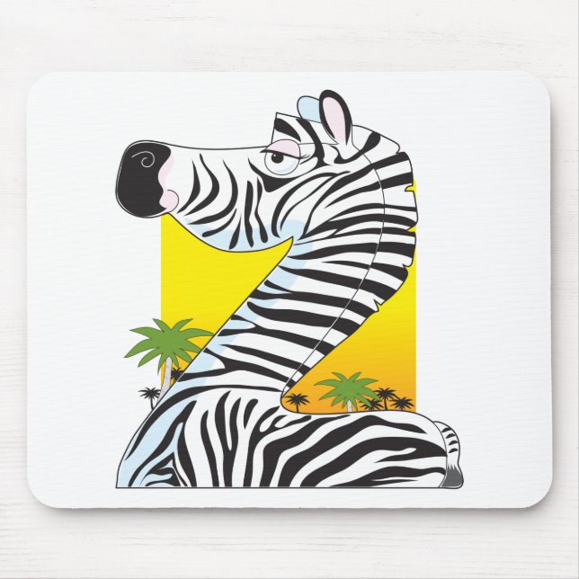 Tapis De Souris Zèbre animal d'alphabet (Devant)