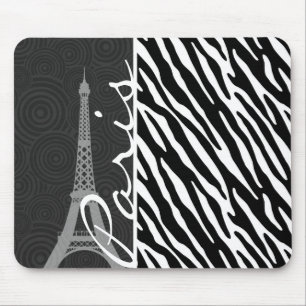 Tapis De Souris Zèbre noir et blanc ; Paris