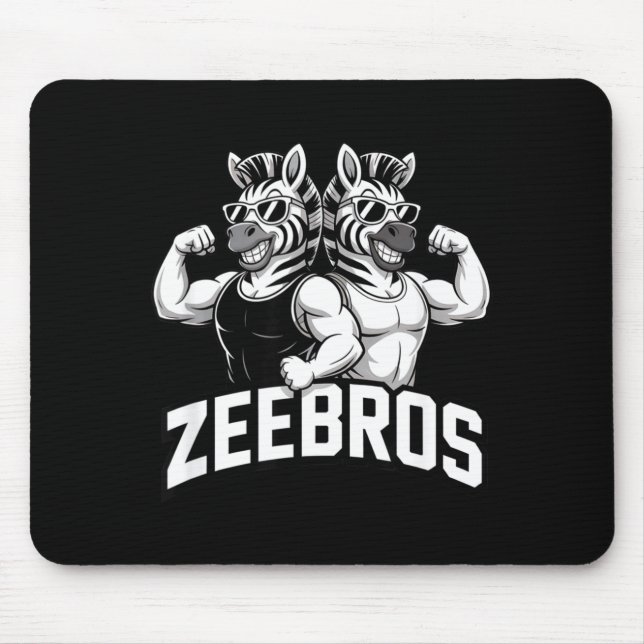 Tapis De Souris Zeebros Cute Zebra Duo Design For Zebros Lovers  (Devant)