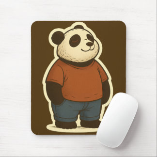 Tapis De Souris Zen Panda Sticker – Relaxed Cartoon Bear in Casual