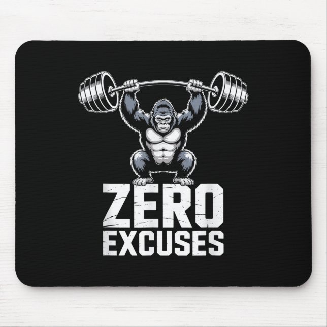 Tapis De Souris Zero Excuses Gorilla Gym Motivational Workout  (Devant)