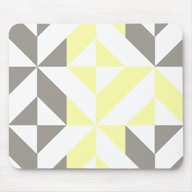 Tapis De Souris ZigZag géométrique jaune et argent (Devant)