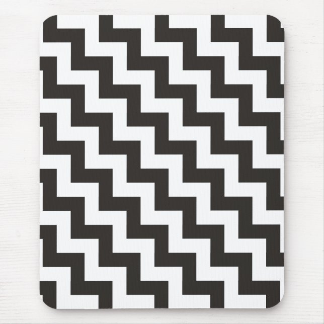 Tapis De Souris Zigzags Mousepad, Chevrons noirs et blancs (Devant)