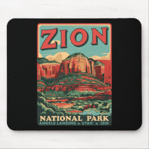 Tapis De Souris Zion National Park Utah Angels Landing Vintage Hik