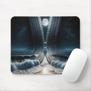Tapis De Souris Zipper Unzipping Lune et Océan
