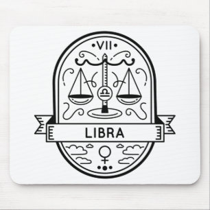 TAPIS DE SOURIS ZODIAC BADGE SYMBOLE LIBRA STROKE