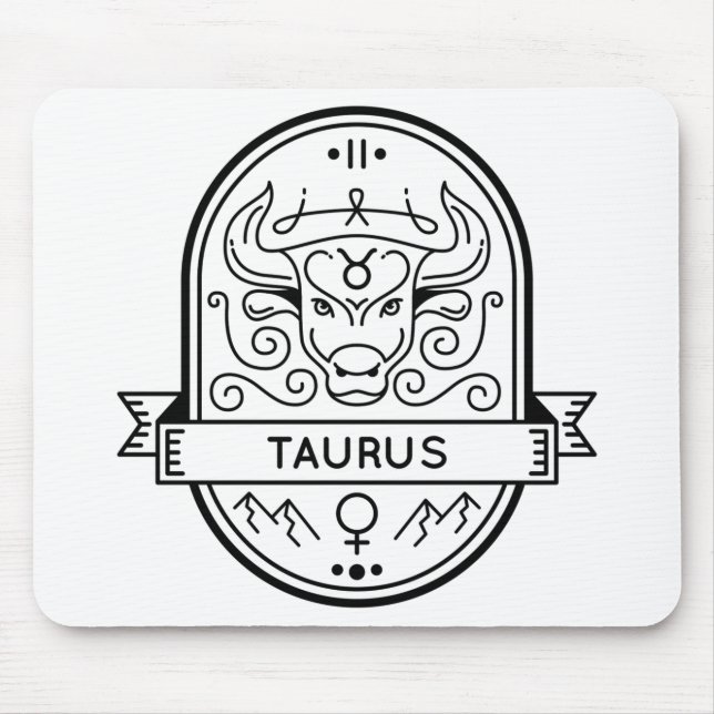 TAPIS DE SOURIS ZODIAC BADGE SYMBOLE TAURUS STROKE (Devant)