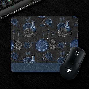 Tapis De Souris Zodiaque magic Dark Navy Blue Gothic Skull