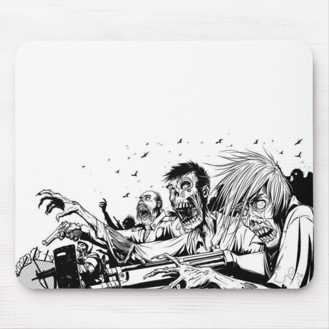 Tapis De Souris Zombis avec des armes à feu (Devant)