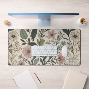 Tapis de travail personnalisé à motif fleuri éléga
