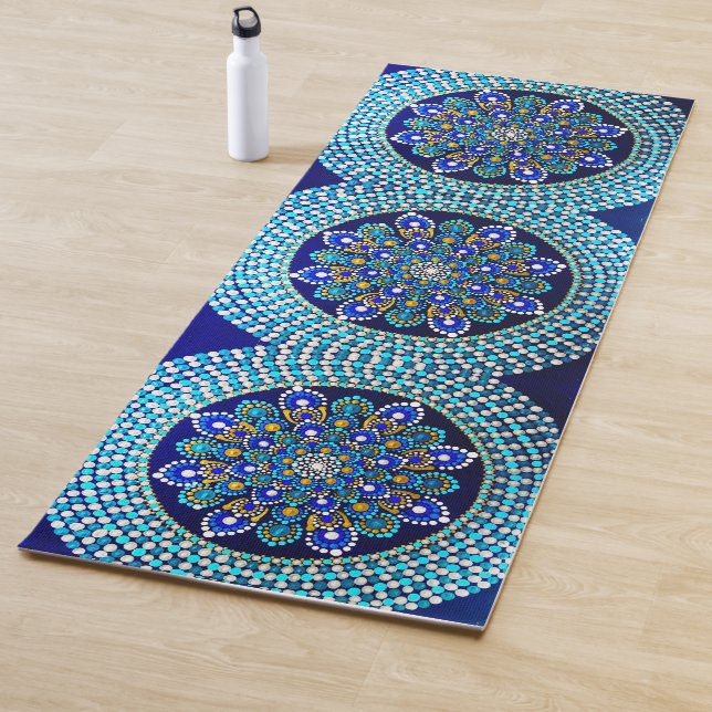 Tapis De Yoga 086 - Royal Blue Mandala Yoga Mat (En situation)