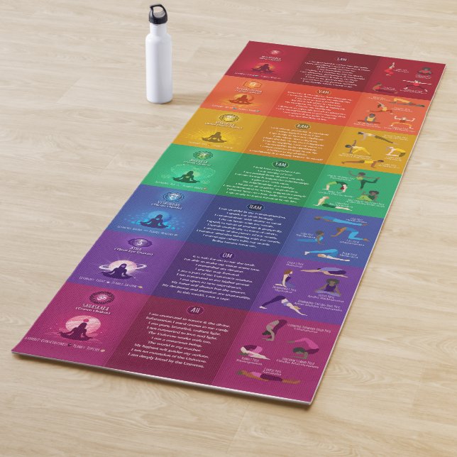 Tapis De Yoga 7 Chakra Yoga Poses & Affirmations Yoga Mat - 87mc (En situation)