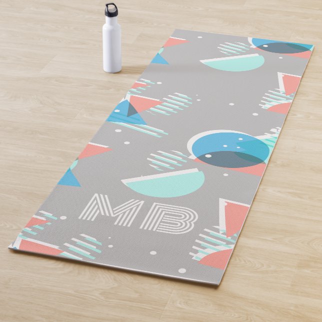 Tapis De Yoga Abstrait Bauhaus demi-cercles Mod Pop Art Motif (En situation)