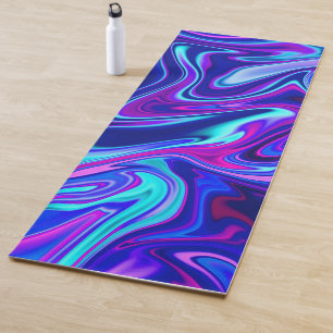 Tapis De Yoga Abstrait bleu rose turquoise néon branché