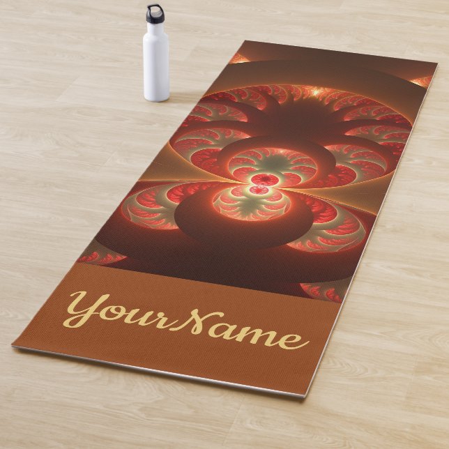 Tapis De Yoga Abstrait lumineux rouge orange moderne rouge fract (En situation)