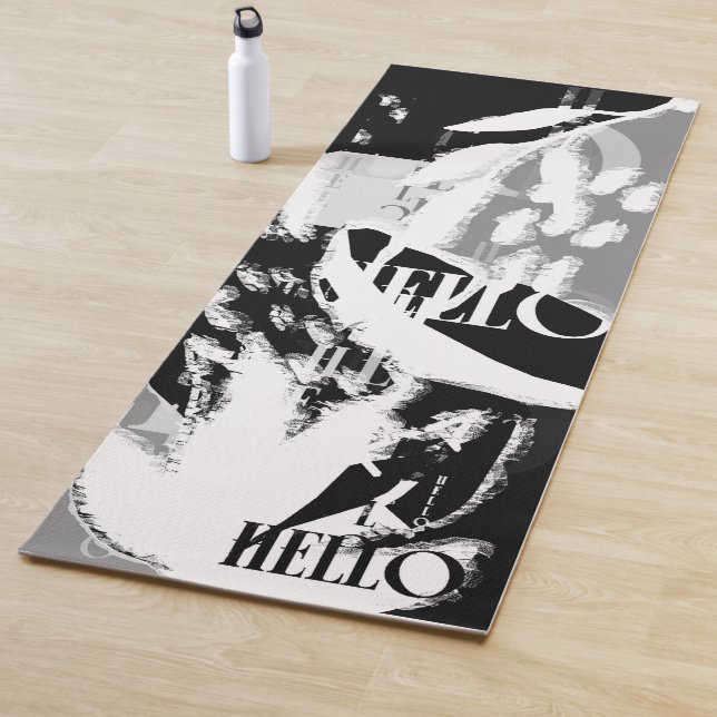 Tapis De Yoga Abstrait noir blanc gris (En situation)